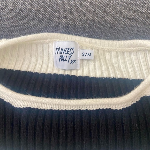 Princess Polly LONDON BRIDGE SWEATER WHITE/BLACK (s/m) - Picture 3 of 3